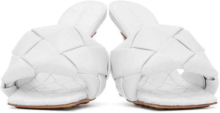 Bottega Veneta White Intrecciato Lido Heeled Sandals
