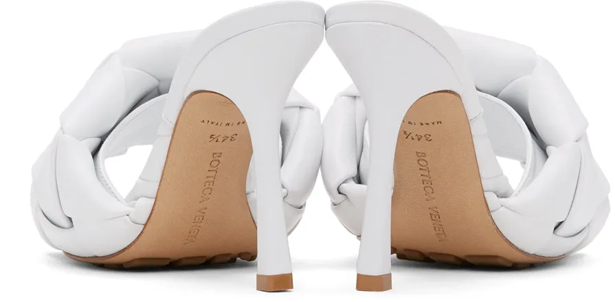 Bottega Veneta White Intrecciato Lido Heeled Sandals
