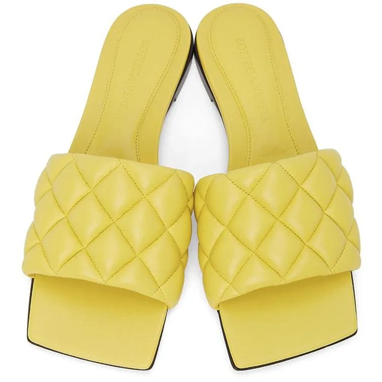 Bottega Veneta Yellow Intrecciato Padded Flat Sandals