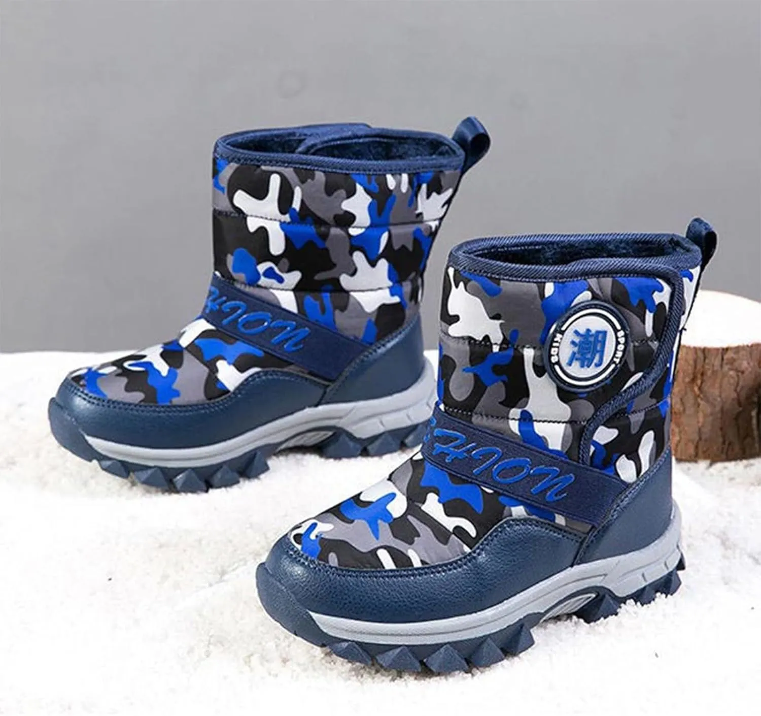 Boys Snow Boots Outdoor Waterproof Winter Kids Shoes Non Slip Mid Calf Winter Shoes Children Snow Boots For Boys