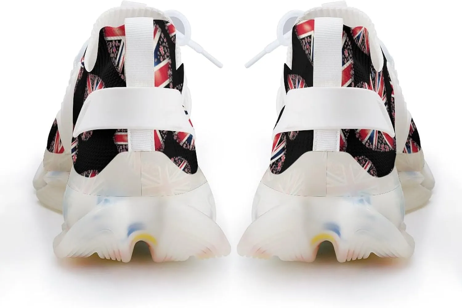 British Flag in Heart Shape Mens Sneakers Running Shoes Lightweight Athletic Shoes for Jogging Walking Gym
