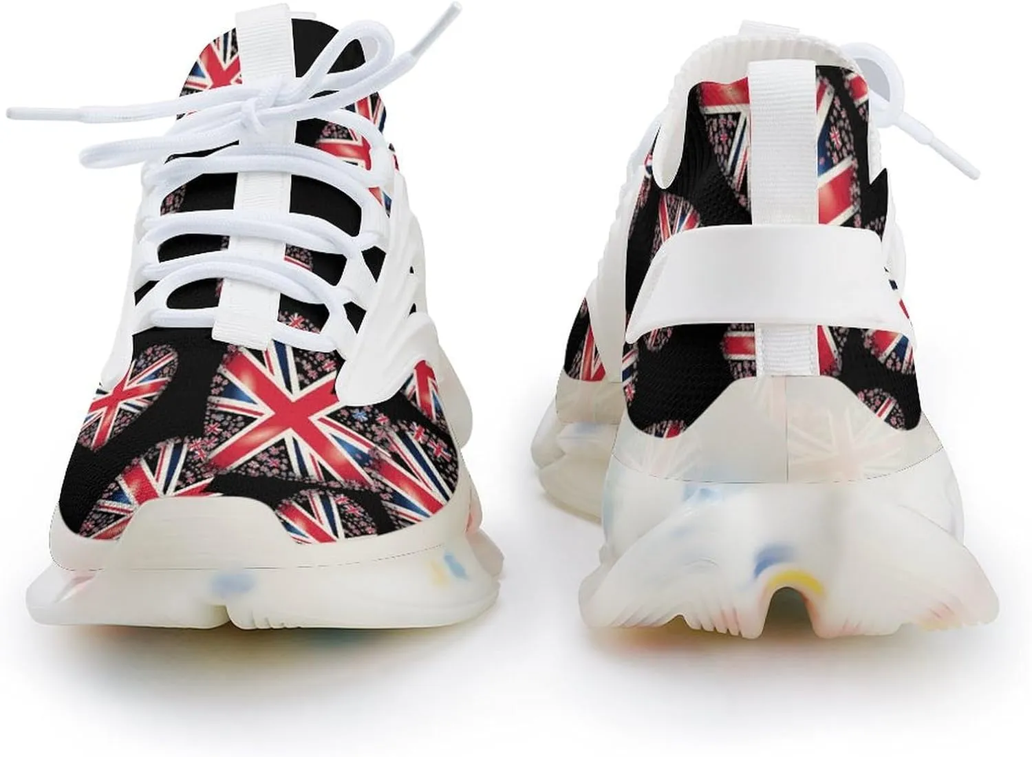 British Flag in Heart Shape Mens Sneakers Running Shoes Lightweight Athletic Shoes for Jogging Walking Gym