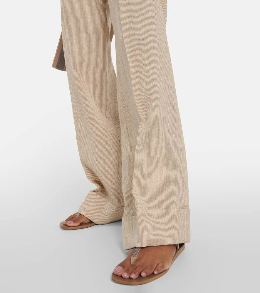 Brunello Cucinelli Embellished suede thong sandals