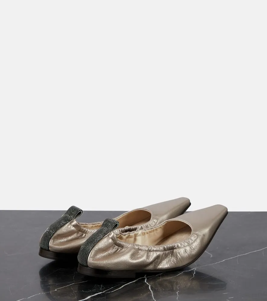 Brunello Cucinelli Metallic leather ballet flats