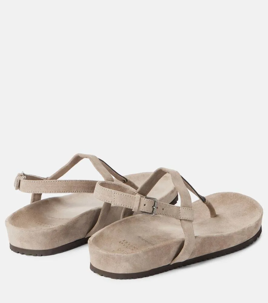 Brunello Cucinelli Monili suede thong sandals