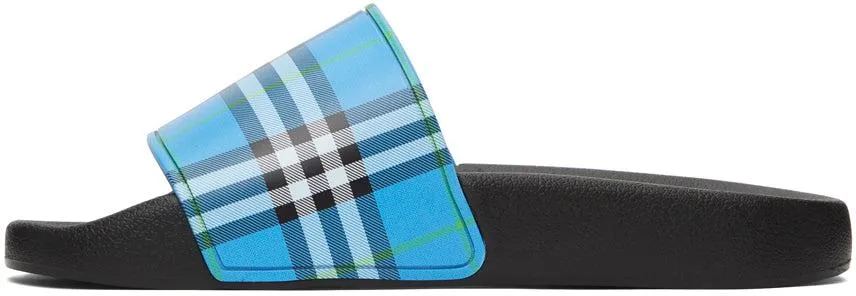 Burberry Blue Check Slides