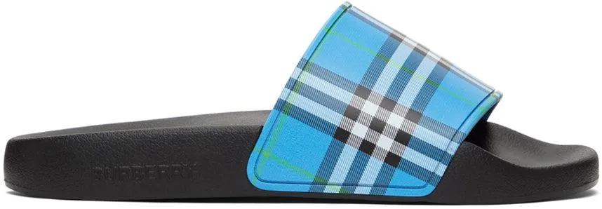 Burberry Blue Check Slides