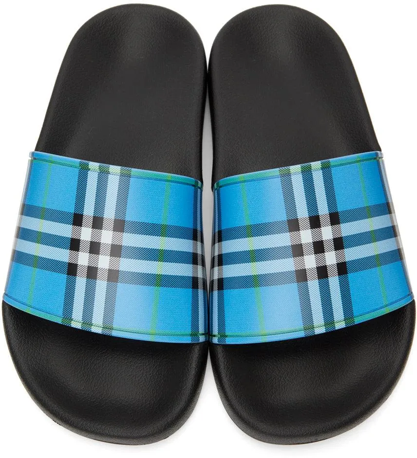 Burberry Blue Check Slides
