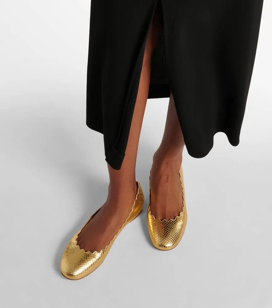 Chloe Lauren croc-effect leather ballet flats