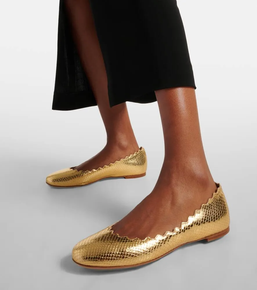 Chloe Lauren croc-effect leather ballet flats