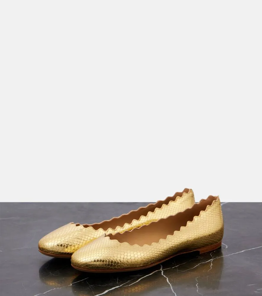 Chloe Lauren croc-effect leather ballet flats