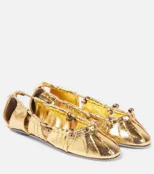 Chloe Luna cutout metallic leather ballet flats