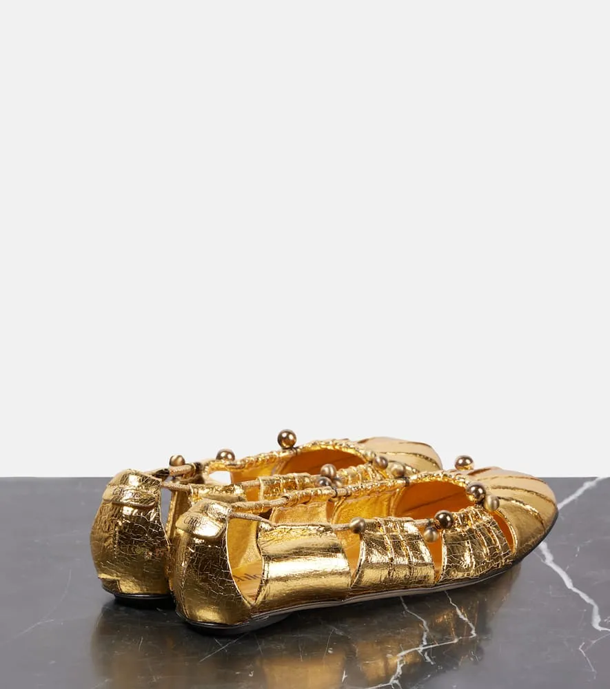 Chloe Luna cutout metallic leather ballet flats