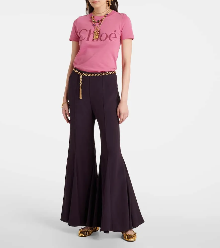 Chloe Luna cutout metallic leather ballet flats