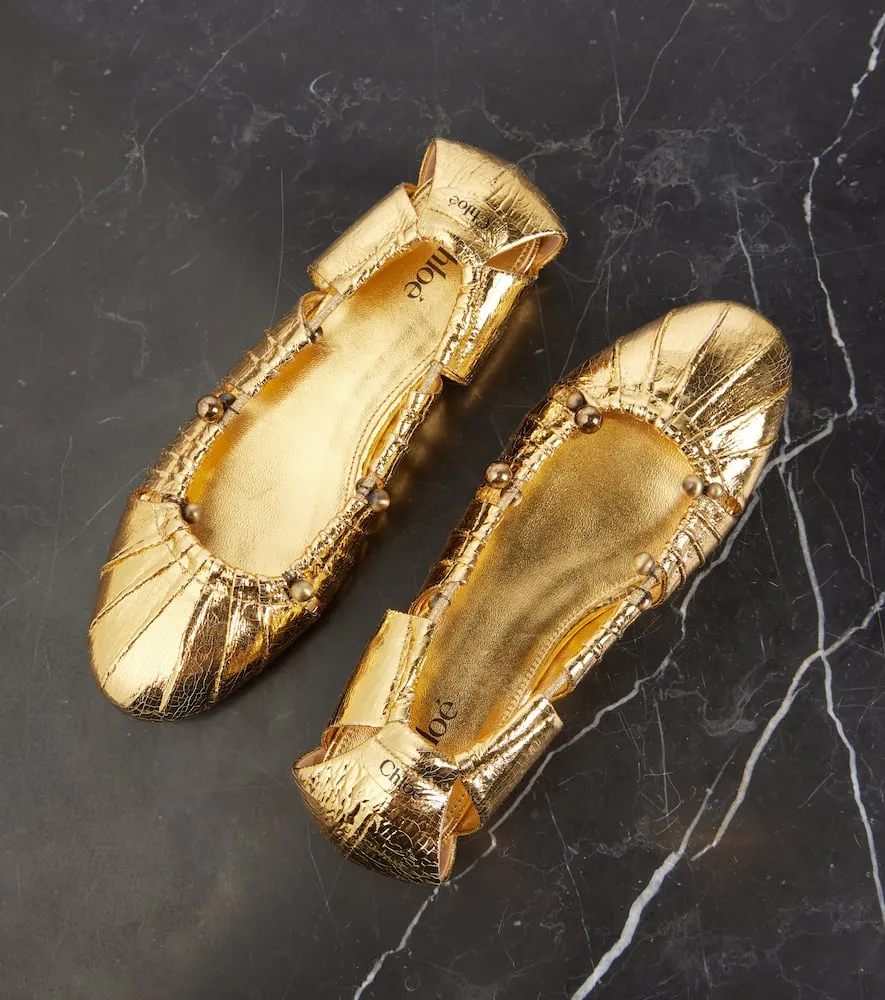 Chloe Luna cutout metallic leather ballet flats