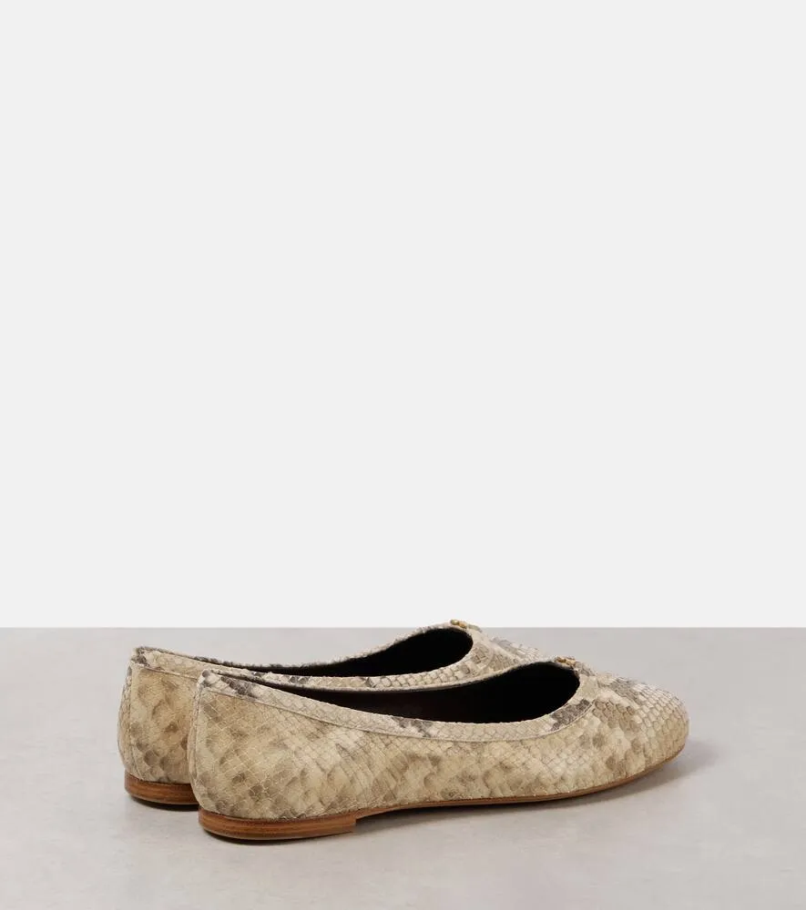 Chloe Marcie snake-effect leather ballet flats