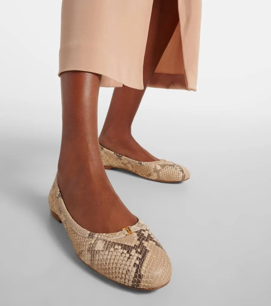 Chloe Marcie snake-effect leather ballet flats