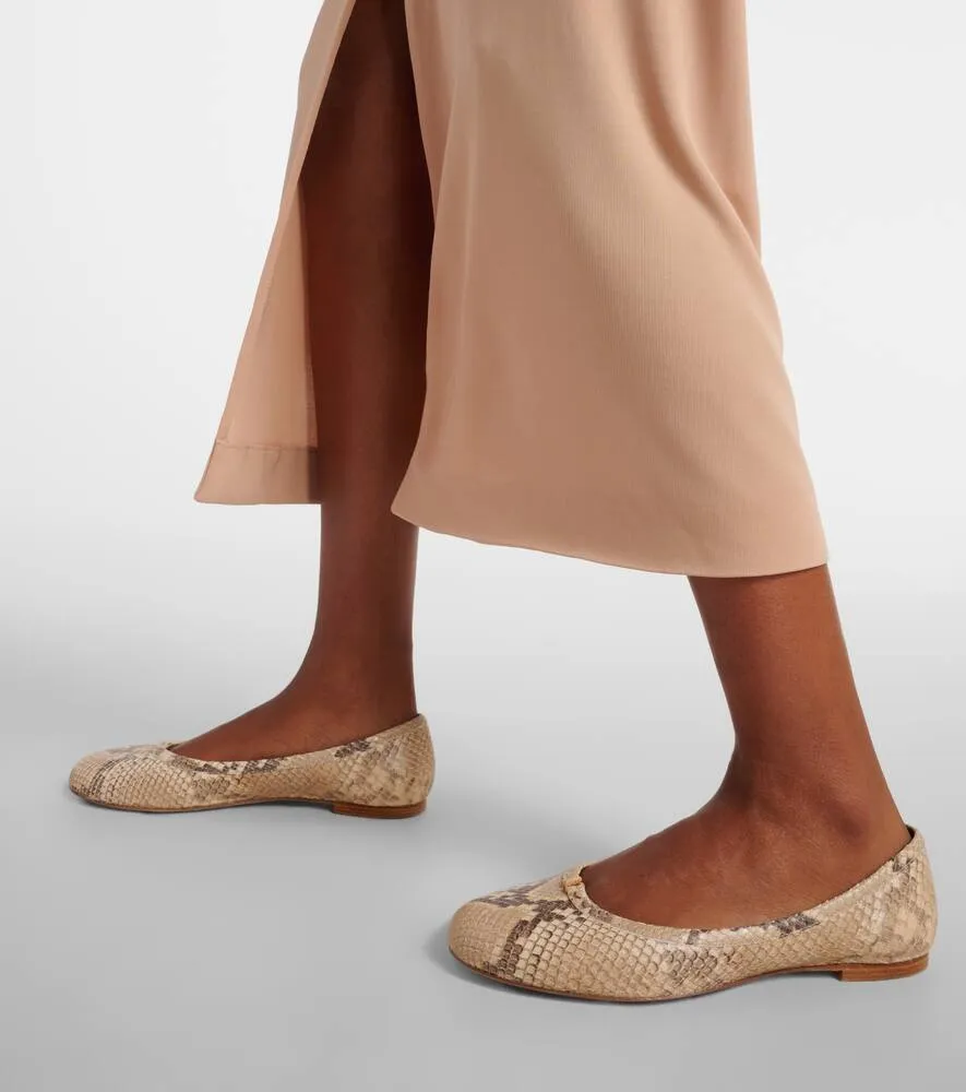Chloe Marcie snake-effect leather ballet flats