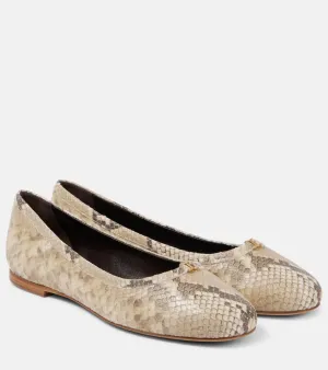 Chloe Marcie snake-effect leather ballet flats