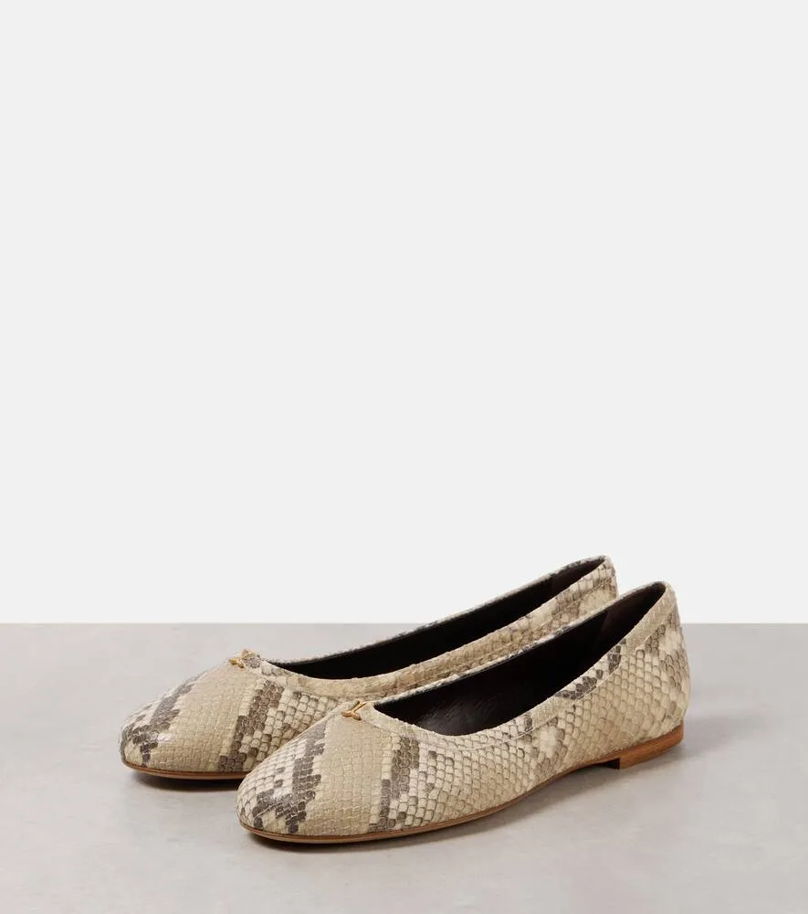 Chloe Marcie snake-effect leather ballet flats