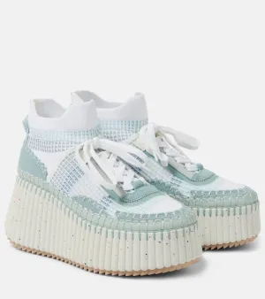 Chloe Nama 80 suede-trimmed wedge sneakers