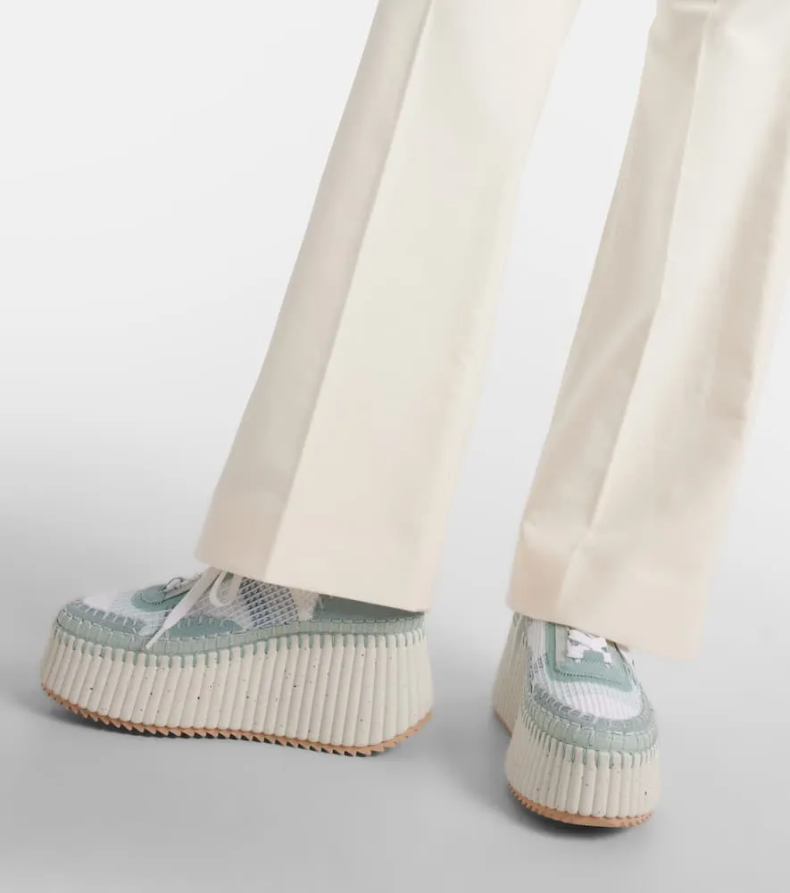 Chloe Nama 80 suede-trimmed wedge sneakers
