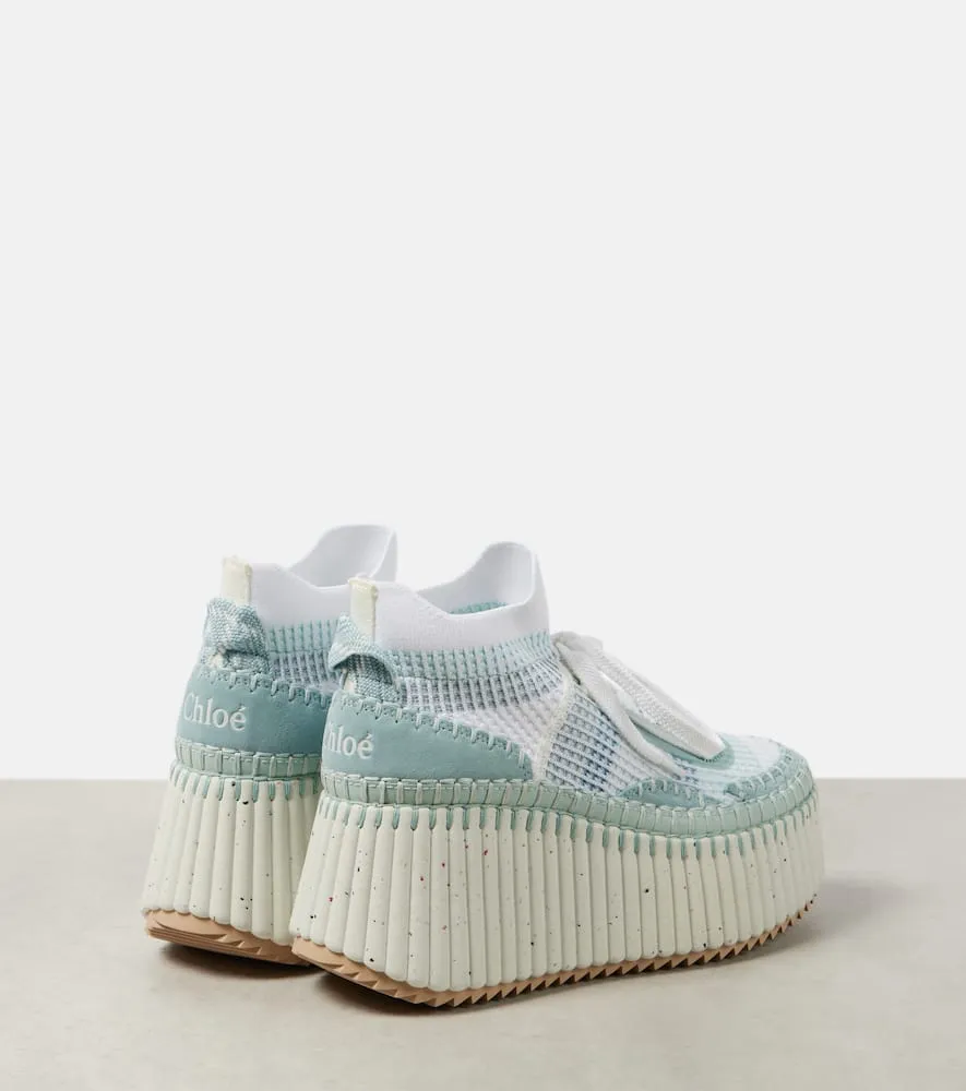 Chloe Nama 80 suede-trimmed wedge sneakers