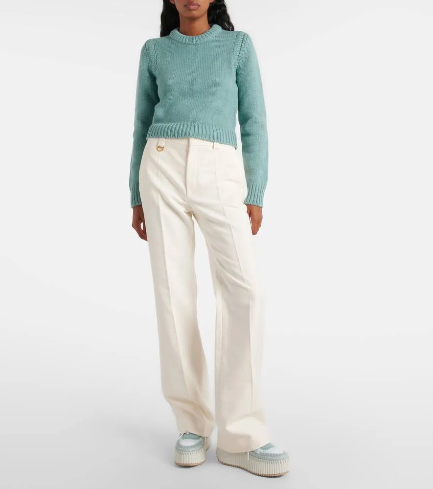 Chloe Nama 80 suede-trimmed wedge sneakers