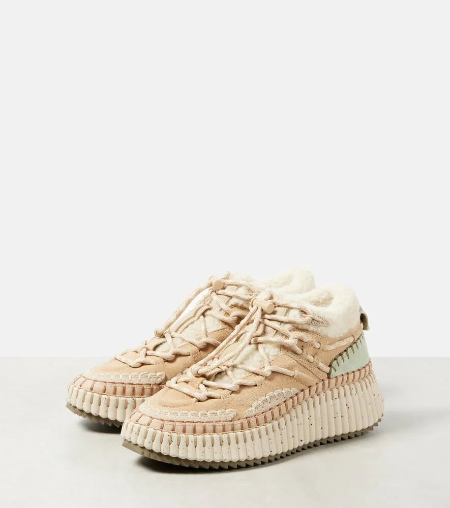 Chloe Nama shearling-lined suede sneakers