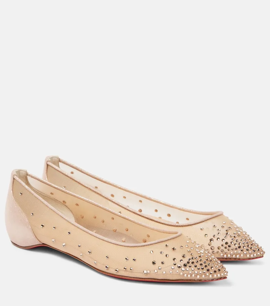 Christian Louboutin Follies Strass mesh ballet flats