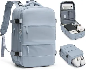 coofay Travel Backpack For Women Men Airline Approved Carry On Backpack Flight Approved Waterproof Sports Luggage Backpack Casual Daypack Small Hiking Backpack Grey Blue