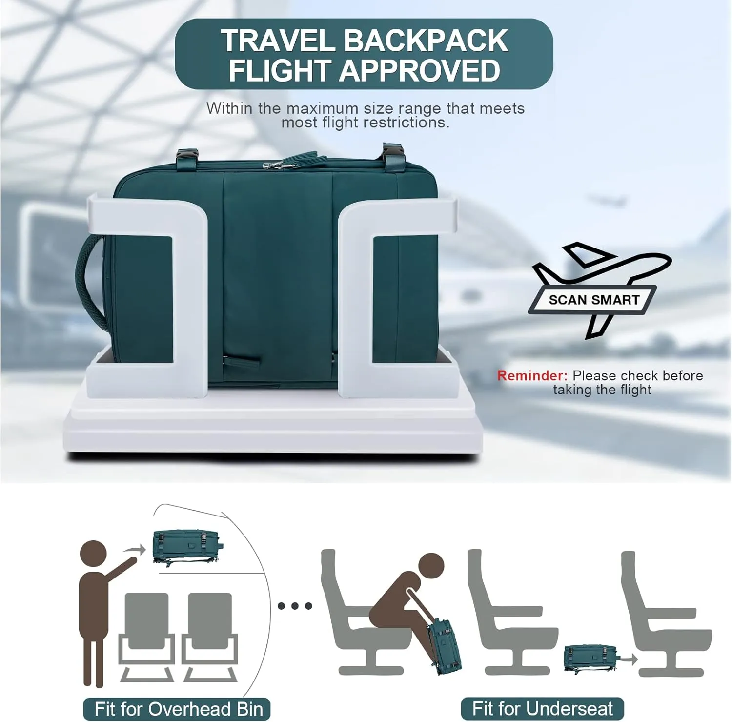 coofay Travel Backpack For Women Men Airline Approved Carry On Backpack Flight Approved Waterproof Sports Luggage Backpack Casual Daypack Small Hiking Backpack