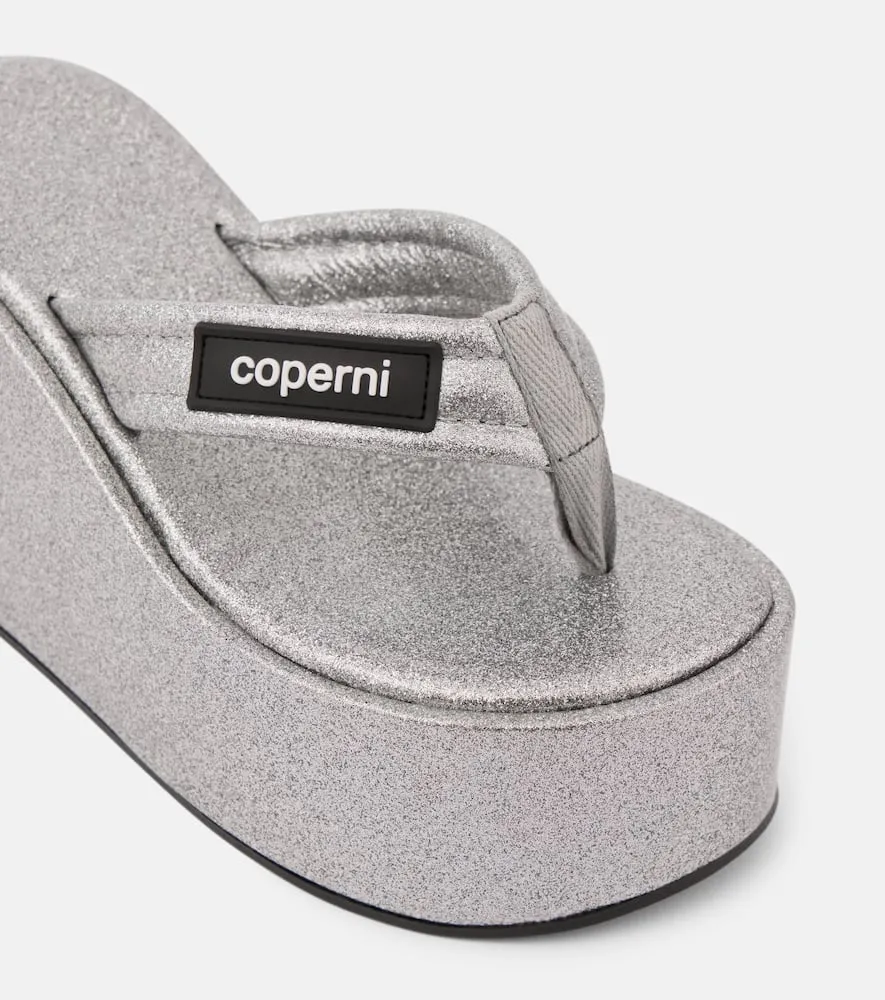 Coperni Glitter wedge thong sandals