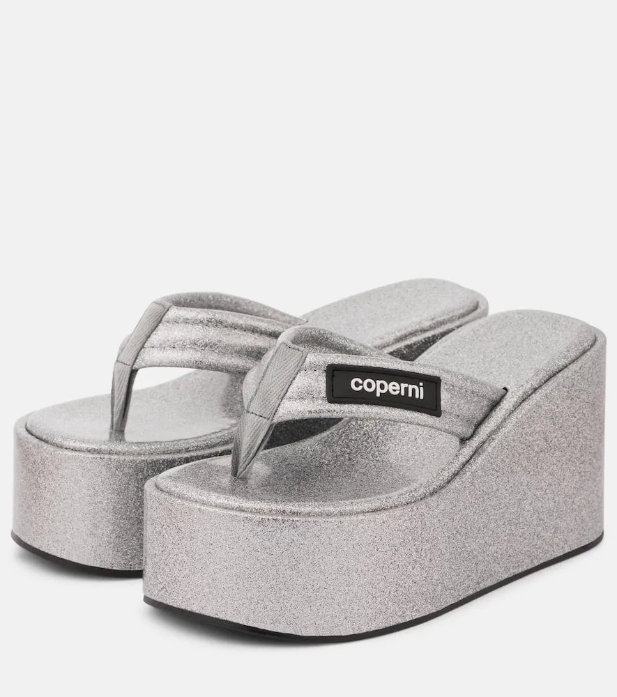 Coperni Glitter wedge thong sandals