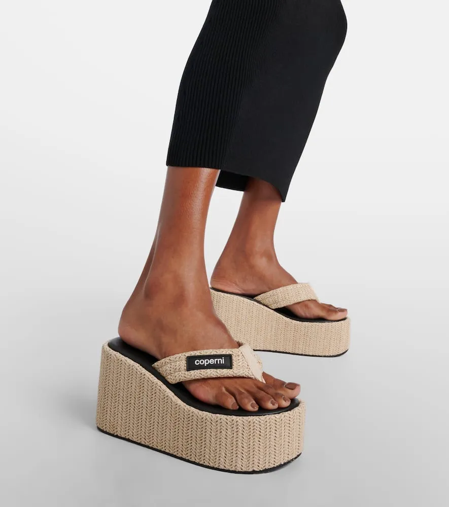 Coperni Raffia platform thong sandals