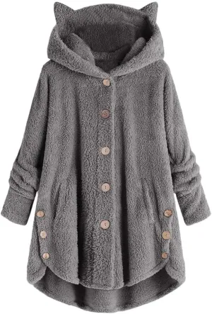 COTECRAM Winter Coats for Women 2023 Fashion Plus Size Sharpa Jacke Button Down Fleece Jacket Fuzzy Warm Hoodie Outwear