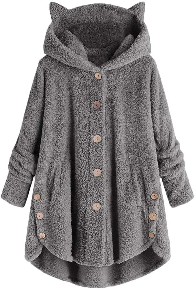 COTECRAM Winter Coats for Women 2023 Fashion Plus Size Sharpa Jacke Button Down Fleece Jacket Fuzzy Warm Hoodie Outwear