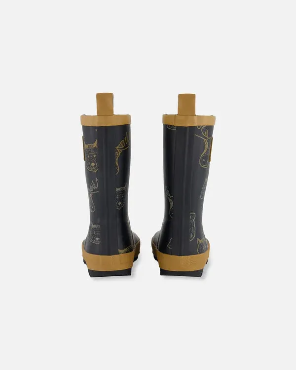 Deux Par Deux Boys Rain Boots   G30WB10   Printed Animals