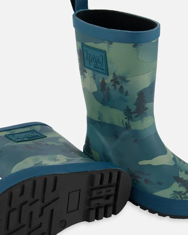 Deux Par Deux Boys Rain Boots   G30WB10   Printed Camo