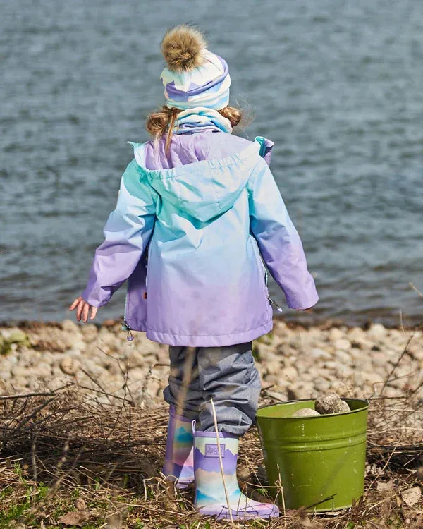 Deux Par Deux Girls Rain Boots   G30WB10   Printed Pastel Clouds