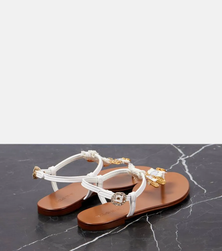 Dolce&Gabbana Embellished leather thong sandals
