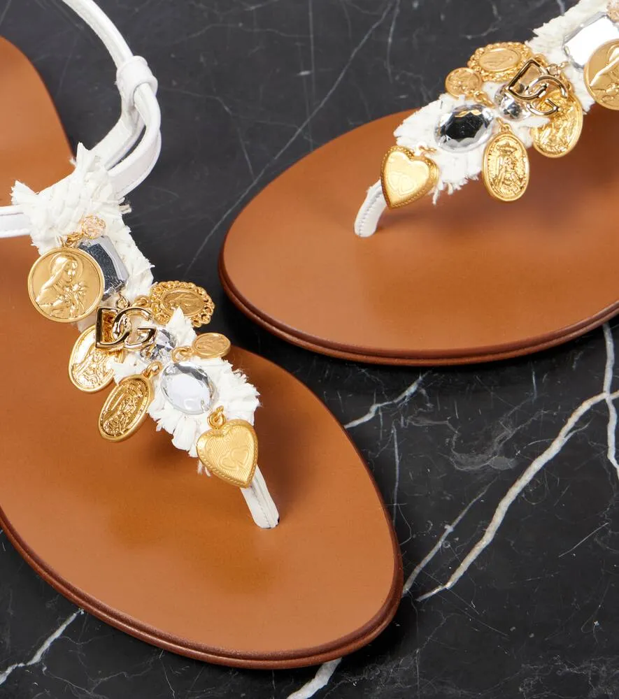 Dolce&Gabbana Embellished leather thong sandals