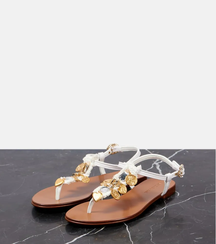 Dolce&Gabbana Embellished leather thong sandals