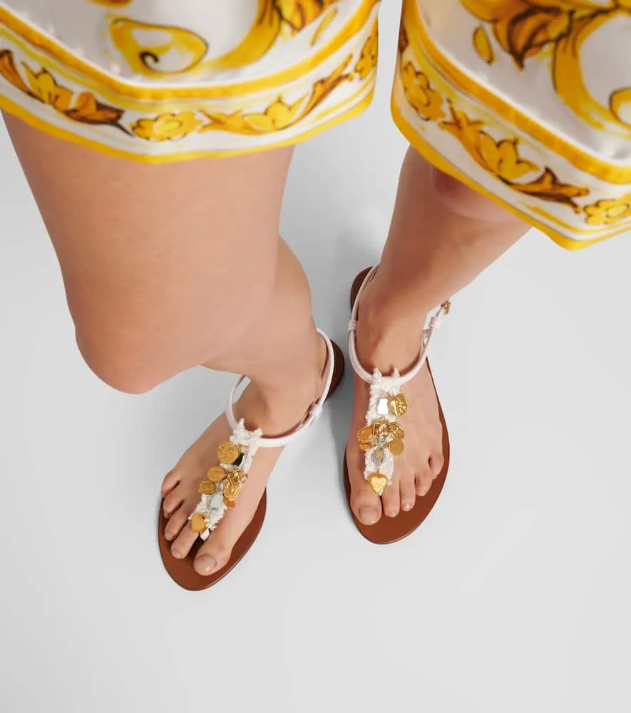 Dolce&Gabbana Embellished leather thong sandals