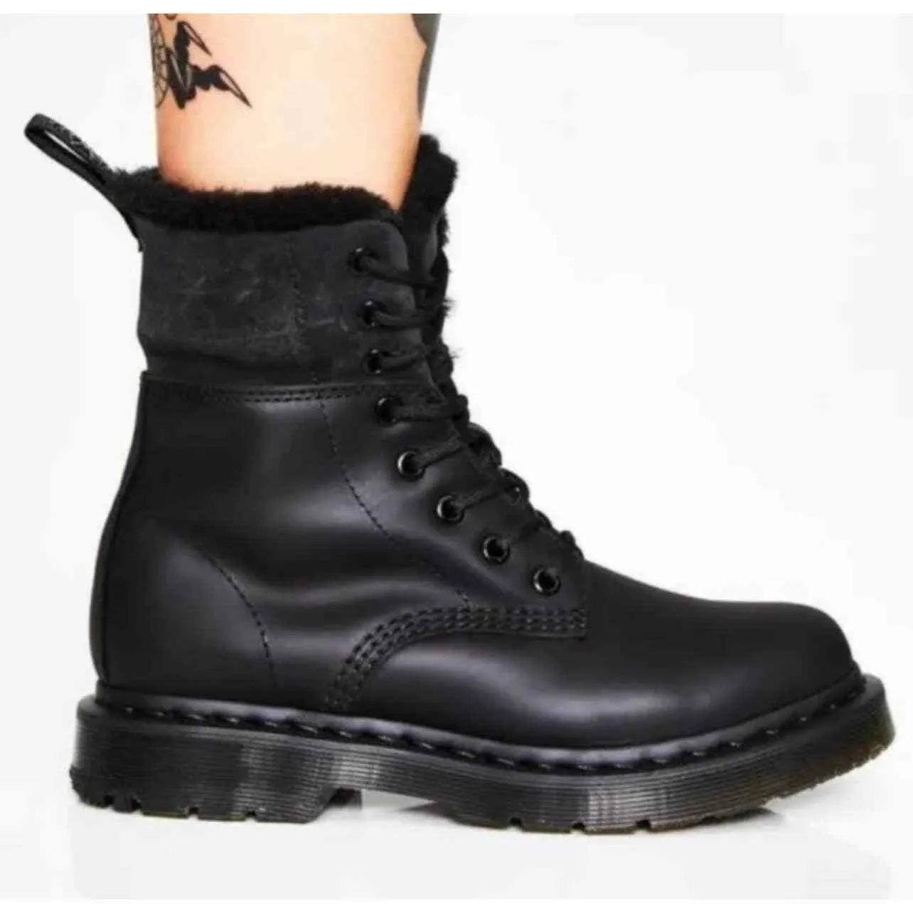 Dr Martens Kolbert Snowplow Waxy Faux Fur Waterproof Boots Size 6 New