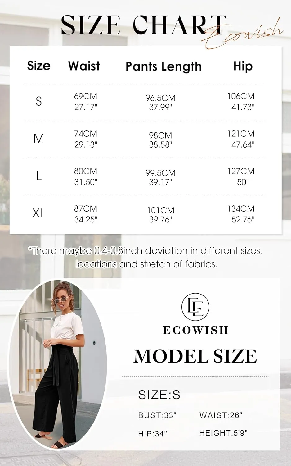 ECOWISH Palazzo Pants for Women Casual 2025 Summer Loose Baggy Wide Leg Flowy High Waisted Polka Dot Trouser with Belt Pocket