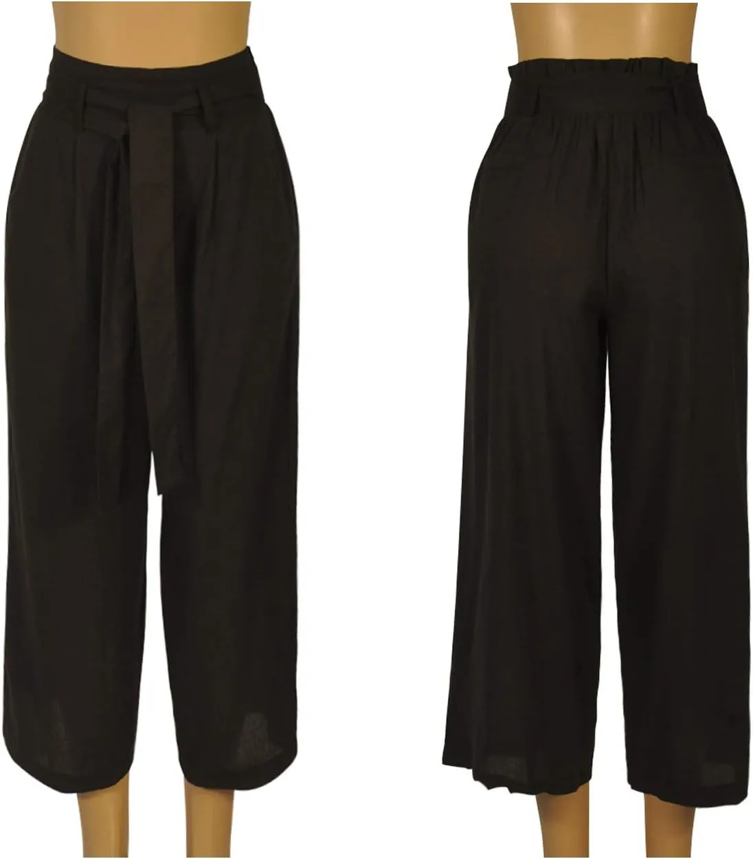 ECOWISH Palazzo Pants for Women Casual 2025 Summer Loose Baggy Wide Leg Flowy High Waisted Polka Dot Trouser with Belt Pocket