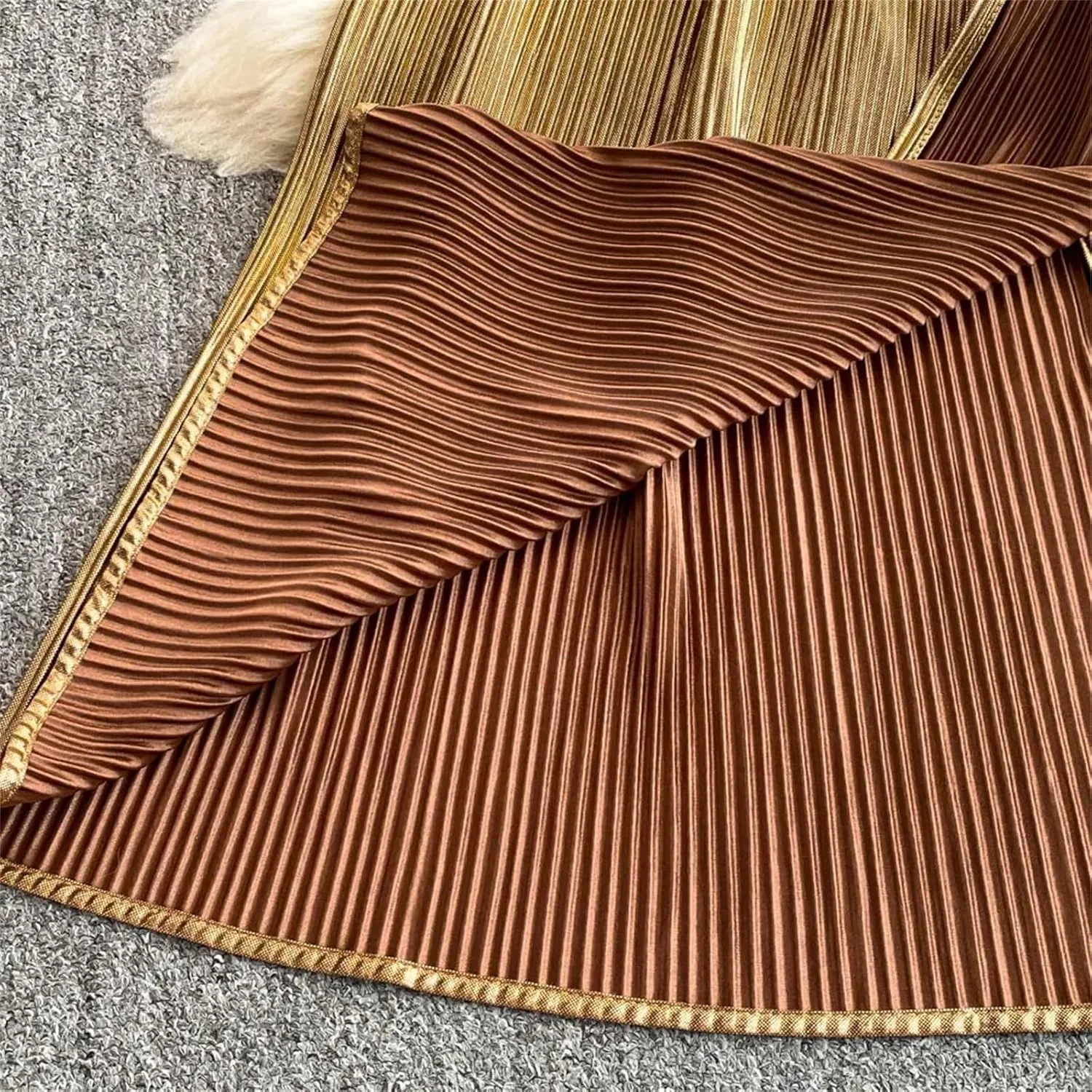 Elegant Long Sleeves Vintage V-Neck Fashion Split Slim Pleated Dresses French Evening Clothing