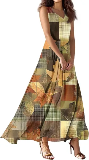 Elegant Summer Dresses for Women, Chic Travel V-Neck Vacation Boho Trendy Long Sundress