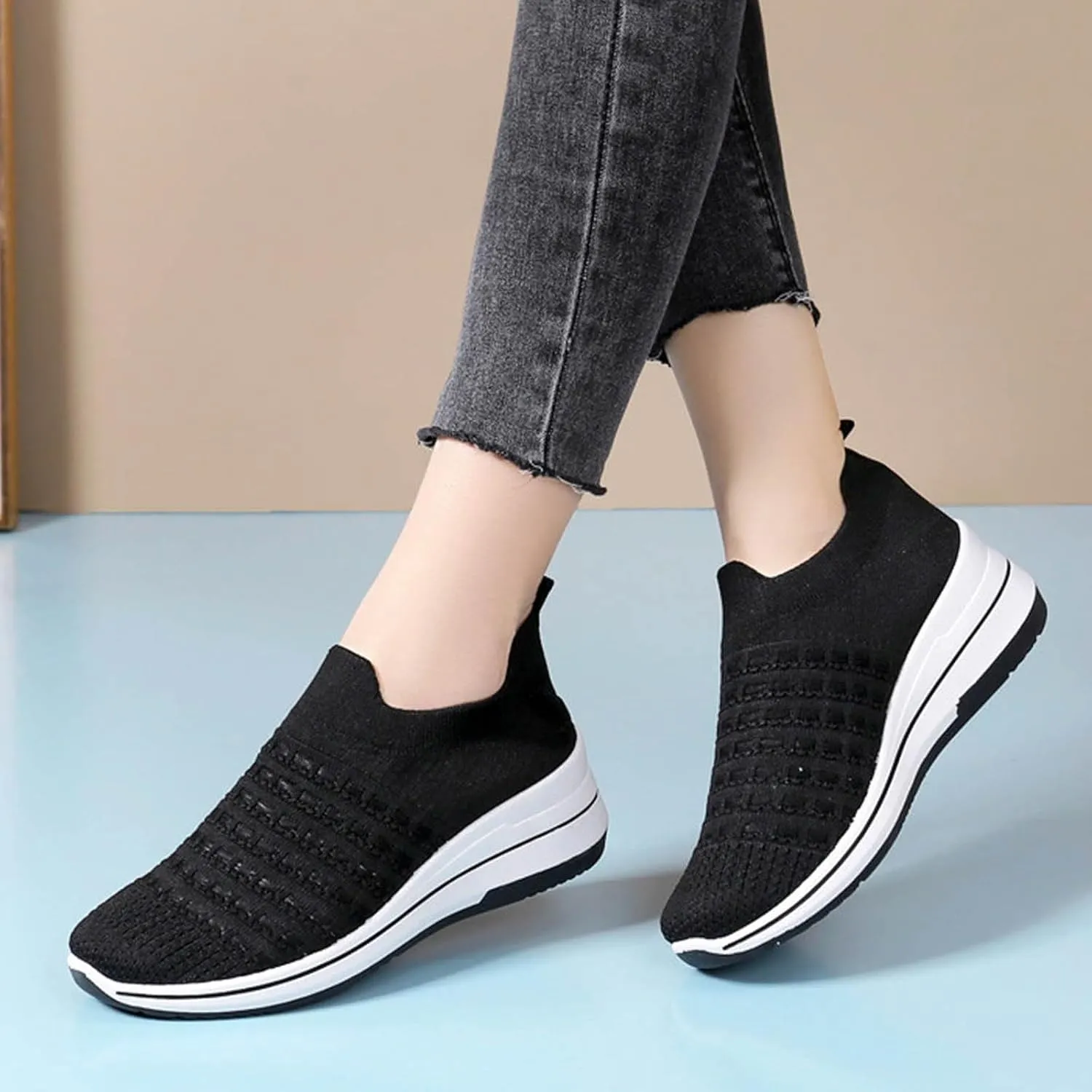Fashion Sneakers for Women 2024,Women Walking Shoes with Arch Support, Breathable Gym Jogging Running Tennis Shoes Orthotic Platform Sneakers Plantar Fasciitis Tennis Shoes Wide